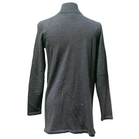 Talbots Long Sleeve Open Front Heather Gray Pure Merino Gray Long Cardigan Sz P - Picture 2 of 4